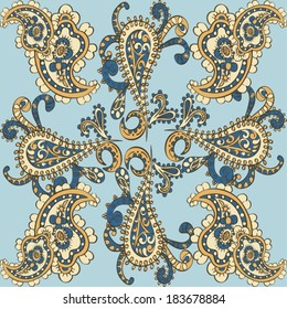 Abstract Seamless Hand-Drawn Paisley Pattern 