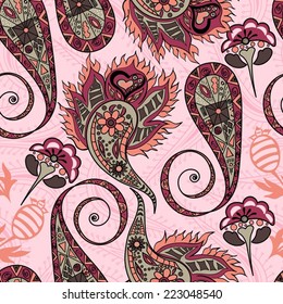 Abstract Seamless Hand-Drawn Paisley Pattern 