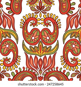 Abstract Seamless Hand-Drawn Paisley Pattern 