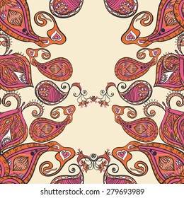 Abstract Seamless Hand-Drawn Paisley Pattern 