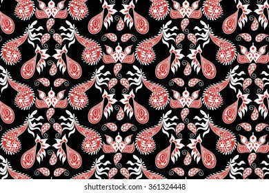 Abstract Seamless Hand-Drawn Paisley Pattern 