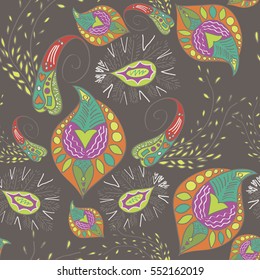 Abstract Seamless Hand-Drawn Paisley Pattern