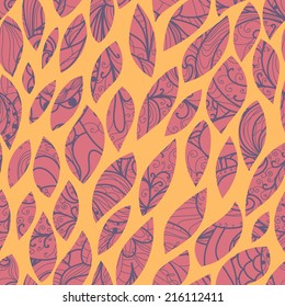 Abstract seamless hand-drawn pattern. Floral wavy texture. Use as pattern fill or surface texture. Full color seamless floral wavy background