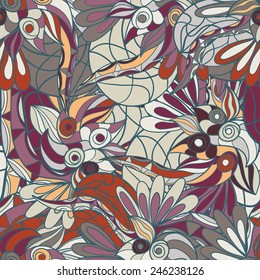 Abstract seamless hand-drawn pattern. Floral wavy texture. Use as pattern fill or surface texture. Full color seamless floral wavy background