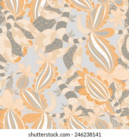 Abstract seamless hand-drawn pattern. Floral wavy texture. Use as pattern fill or surface texture. Full color seamless floral wavy background