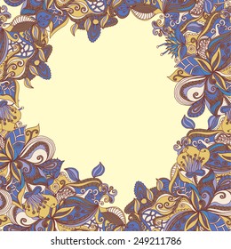 Abstract seamless hand-drawn pattern. Floral wavy texture. Use as pattern fill or surface texture. Full color seamless floral wavy background