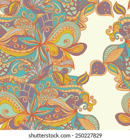 Abstract seamless hand-drawn pattern. Floral wavy texture. Use as pattern fill or surface texture. Full color seamless floral wavy background