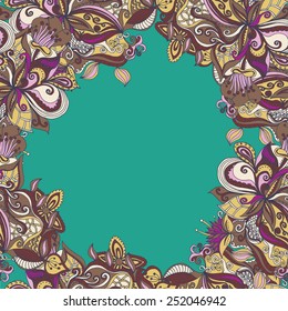 Abstract seamless hand-drawn pattern. Floral wavy texture. Use as pattern fill or surface texture. Full color seamless floral wavy background