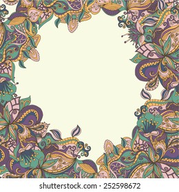 Abstract seamless hand-drawn pattern. Floral wavy texture. Use as pattern fill or surface texture. Full color seamless floral wavy background