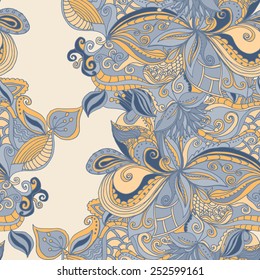Abstract seamless hand-drawn pattern. Floral wavy texture. Use as pattern fill or surface texture. Full color seamless floral wavy background