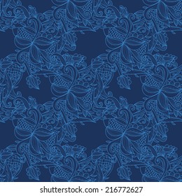 Abstract seamless hand-drawn pattern. Use as pattern fill or surface texture. Full color seamless floral wavy background