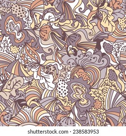 Abstract seamless hand-drawn pattern. Use as pattern fill or surface texture. Full color seamless floral wavy background