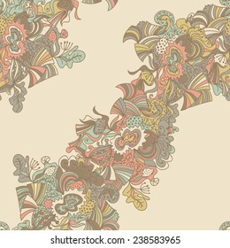 Abstract seamless hand-drawn pattern. Use as pattern fill or surface texture. Full color seamless floral wavy background