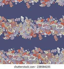 Abstract seamless hand-drawn pattern. Use as pattern fill or surface texture. Full color seamless floral wavy background