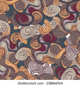 Abstract seamless hand-drawn pattern. Use as pattern fill or surface texture. Full color seamless floral wavy background
