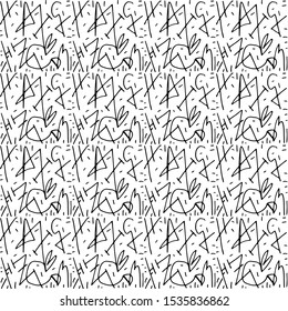 Abstract seamless hand-drawn texture. Black and white vector graphic illustration.