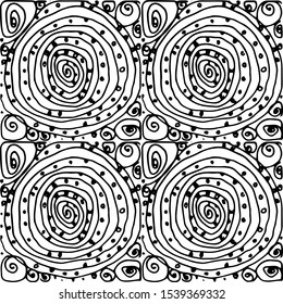 Abstract seamless hand-drawn texture. Black and white vector graphic illustration.