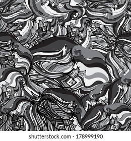 Abstract seamless hand-drawn vector background.