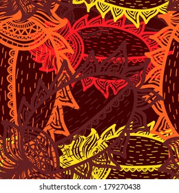 Abstract seamless hand-drawn vector background.