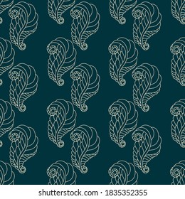 Abstract seamless hand-drawn vintage pattern with decorative elements. Retro stylish background. Vector Illustration of luxury. Two colors