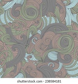 Abstract seamless hand-drawn wave pattern. Use as pattern fill or surface texture. Full color seamless wavy background