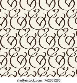 Abstract seamless harmonious design black and white pattern with decorative lines creating visually hearts vector illustration