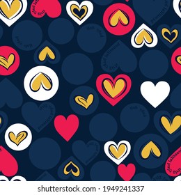 Abstract seamless heart pattern background on navy