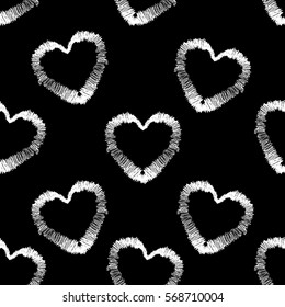 Abstract seamless heart pattern.  Black and white.