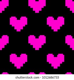Abstract seamless heart pattern for girls, boys, clothes. Creative vector background with heart, geometric figures. Funny neon heart wallpaper for textile and fabric. Fashion pattern style for kids