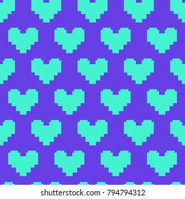 Abstract seamless heart pattern for girls, boys, clothes. Creative vector background with heart, geometric figures. Funny neon heart wallpaper for textile and fabric. Fashion pattern style for kids