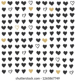 Abstract seamless heart pattern. Hand draw heart. 