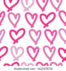Abstract seamless heart pattern. illustration. pink hearts on white.