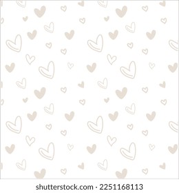 Resumen de patrón cardíaco sin fisuras, fondo de ilustración, diseño de corazones dibujados a mano.