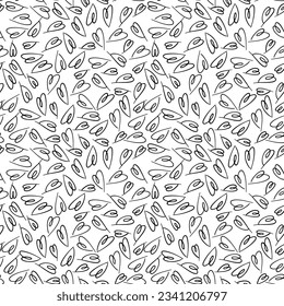 Abstract seamless heart pattern. Ink illustration. Black and white repeatable backdrop. Hand drawn minimalistic wallpaper.