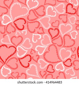 Abstract seamless heart pattern. Ink illustration. Red and white.