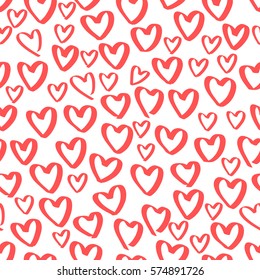Abstract seamless heart pattern. Ink illustration. A good choice for the backdrop print, website, flyers, invitation in a retro style