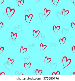 Abstract seamless heart pattern. Ink illustration. A good choice for the backdrop print, website, flyers, invitation in a retro style