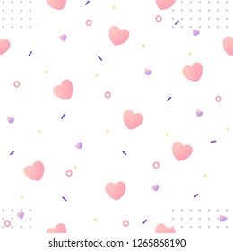 Abstract seamless heart pattern.  Modern memphis style