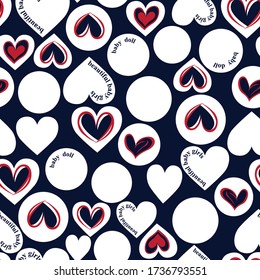 Abstract seamless heart pattern navy Stockvektorkép