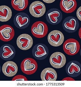 Abstract seamless heart pattern on navy