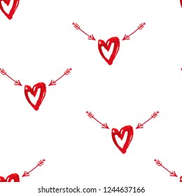 Abstract seamless hearts pattern. Love repeated backdrop for girl, fashion textile, clothes, wrapping paper. Valentine day ornament.