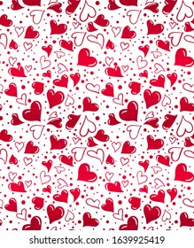 Abstract seamless hearts pattern. Valentines day repeated ornament for wrapping paper.