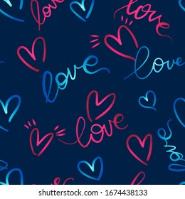 Abstract seamless hearts pattern. Valentine's day repeated ornament for wrapping paper.