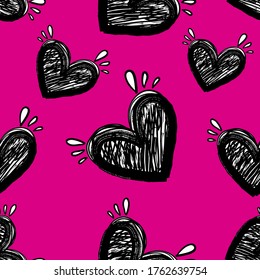 Abstract seamless hearts pattern. Valentines day wrapping paper. Romantic repeats print.