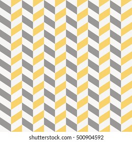 Abstract seamless herringbone pattern in grey, yellow and white color. Vector.