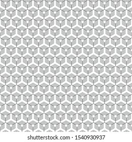 Abstract seamless hexagons pattern. Modern stylish texture. Small hexagons connected with lines. Repeating geometric tiles with triple elements. Vector monochrome background.