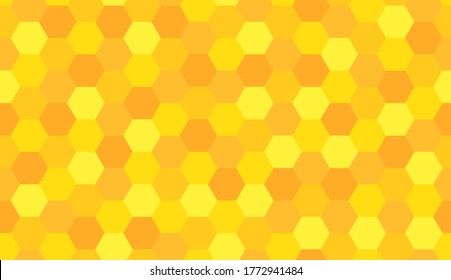 Resumen del fondo del peine de miel sin fisuras. Patrón de células anaranjadas de colmena de abeja hexagonal. Formas de miel de abeja. Textura de oro. Ilustración del vector