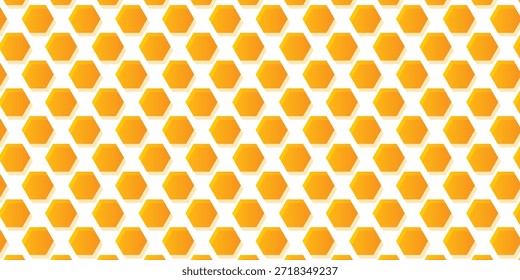 Abstrakter, nahtloser, sechseckiger Wabenmuster-Hintergrund. Farbverlauf Orange