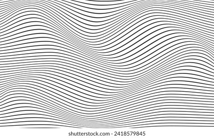 abstract seamless horizontal black thin wave line pattern.