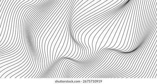 abstraktes, nahtloses, horizontales, schmales Wellenlinienmuster.	
